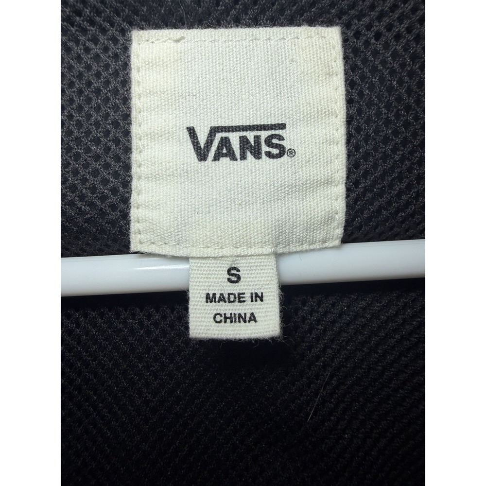Vans "Off The Wall" Black Windbreaker Size Small Full Zip Hoodie Retro - Picture 2 of 6